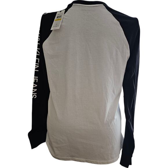 Calvin Klein Arm Logo Long Sleeve T-Shirt Black and White Size M NWT - Picture 2 of 8